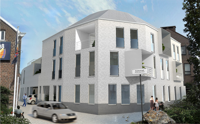 Simulation 3D photo-realiste d'un immeuble à appartements